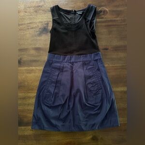 Theory Dristi Dress Black Blue Wool Bodice Sleeveless Scoop Women’s Size 0